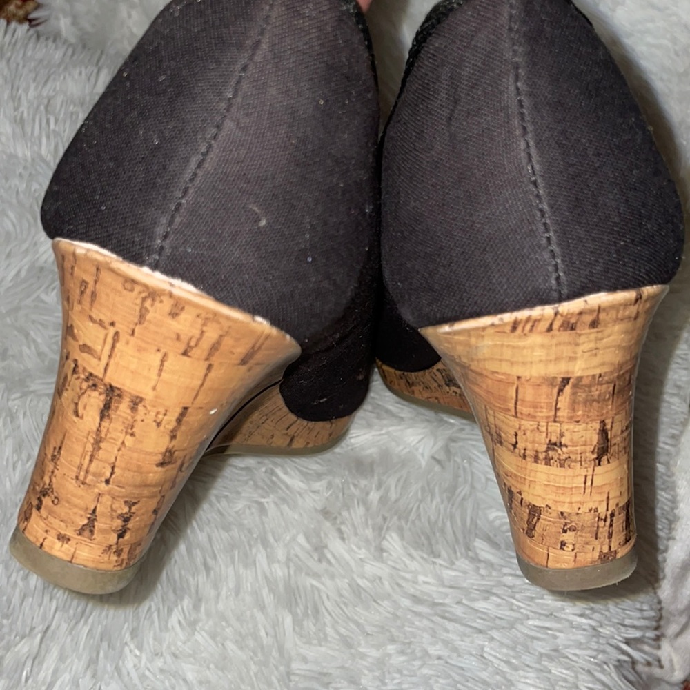 Black peep toe wedges - Picture 5 of 6